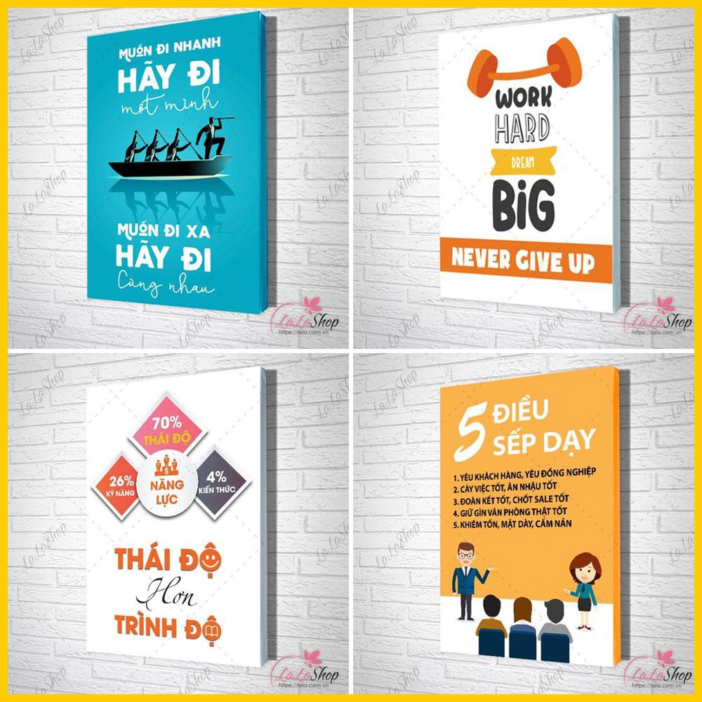 [HCM] Combo tranh Slogan văn phòng tạo động lực - Tranh canvas giá xưởng - Tặng kèm đinh 3 chân không cần khoan tường