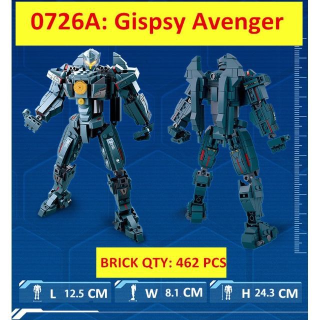 Lắp ráp Mô hình anh hùng mech Sluban 0726 Pacific Rim uprising  Gipsy Avenger Saber athena Bracer phoenix Guardian Bravo