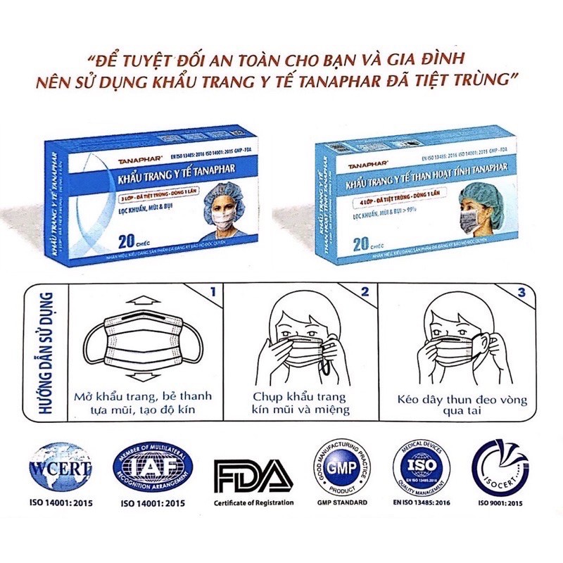 Khẩu Trang Y Tế Tanaphar 3 Lớp Tiệt trùng(Hộp 20 Cái) | BigBuy360 - bigbuy360.vn