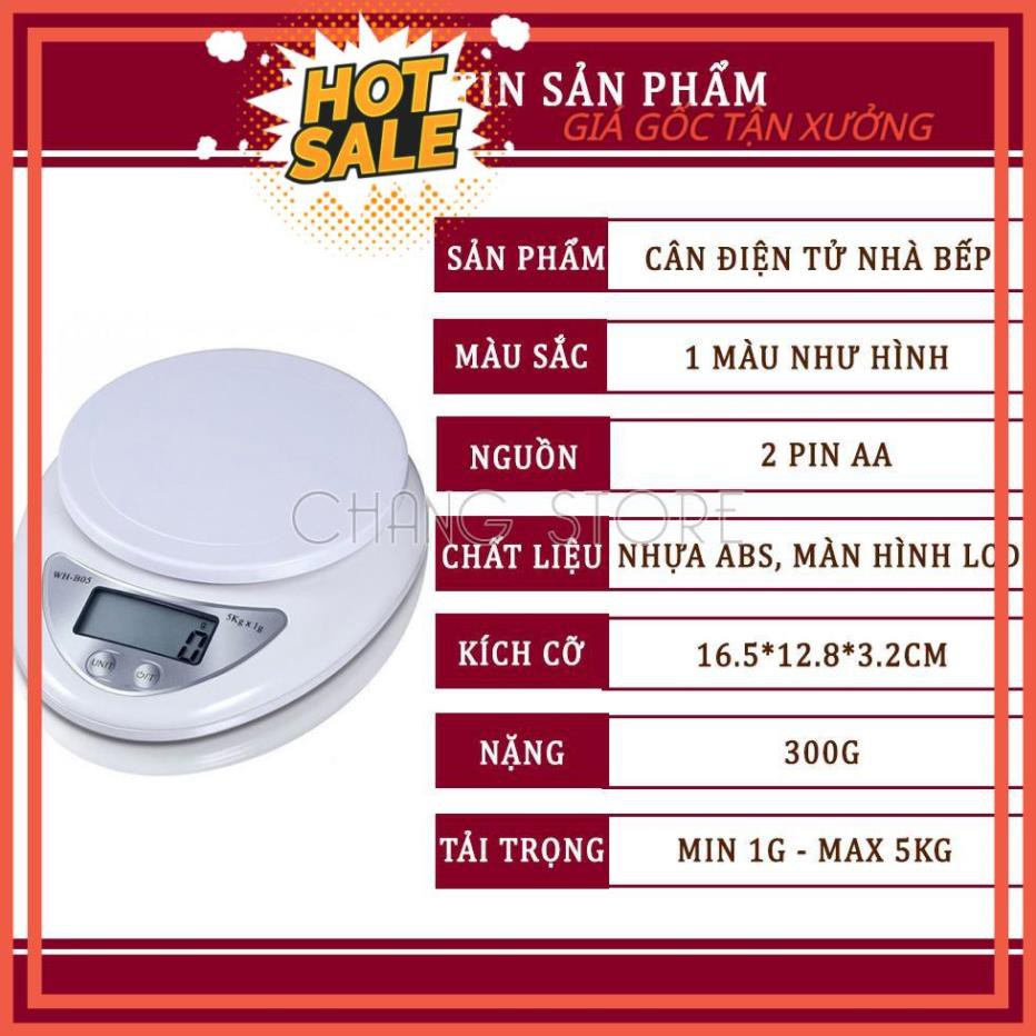 Cân Điện Tử Nhà Bếp Mini Electronic Kitchen Scale, Cân Thực Phẩm Loại  5Kg Tiện Lợi