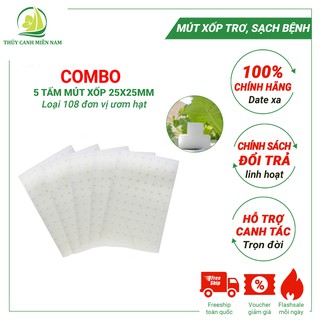 Bộ 5 Tấm Mút Xốp Ươm Hạt Thủy Canh Cỡ 25x25mm - Loại 108 Đơn Vị Ươm Mỗi Tấm