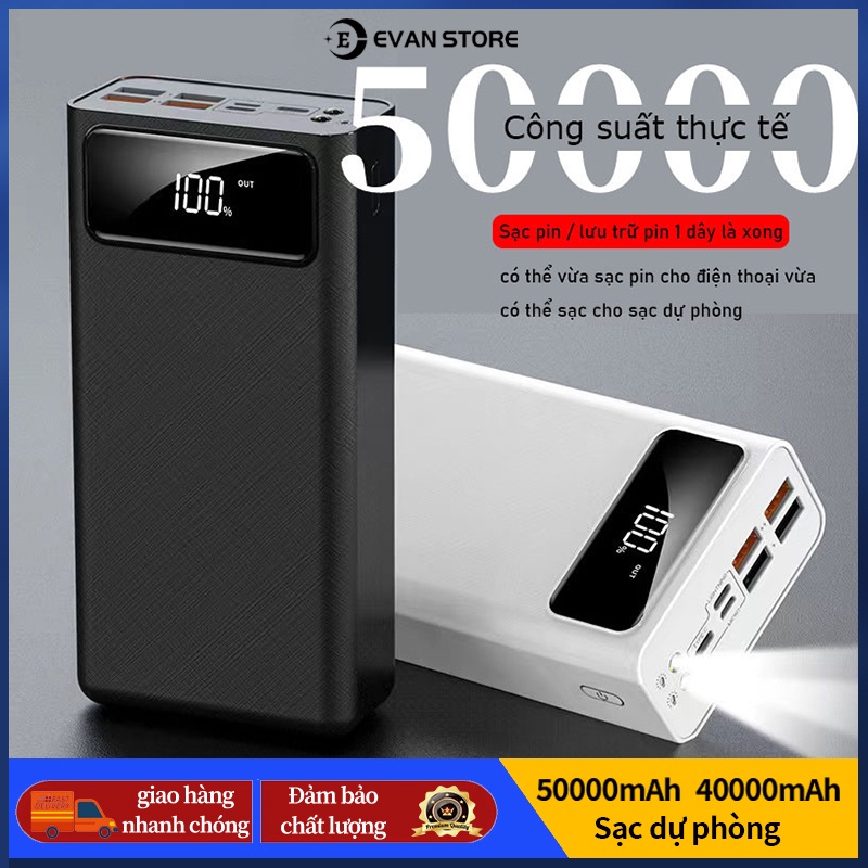 Sạc dự phòng 50000mah 40000mah dung lượng lớn tiện lợi sự dụng ， 4 cổng sạc đầu vào, 3 cổng sạc đầu ra, hỗ trợ sạc nhanh