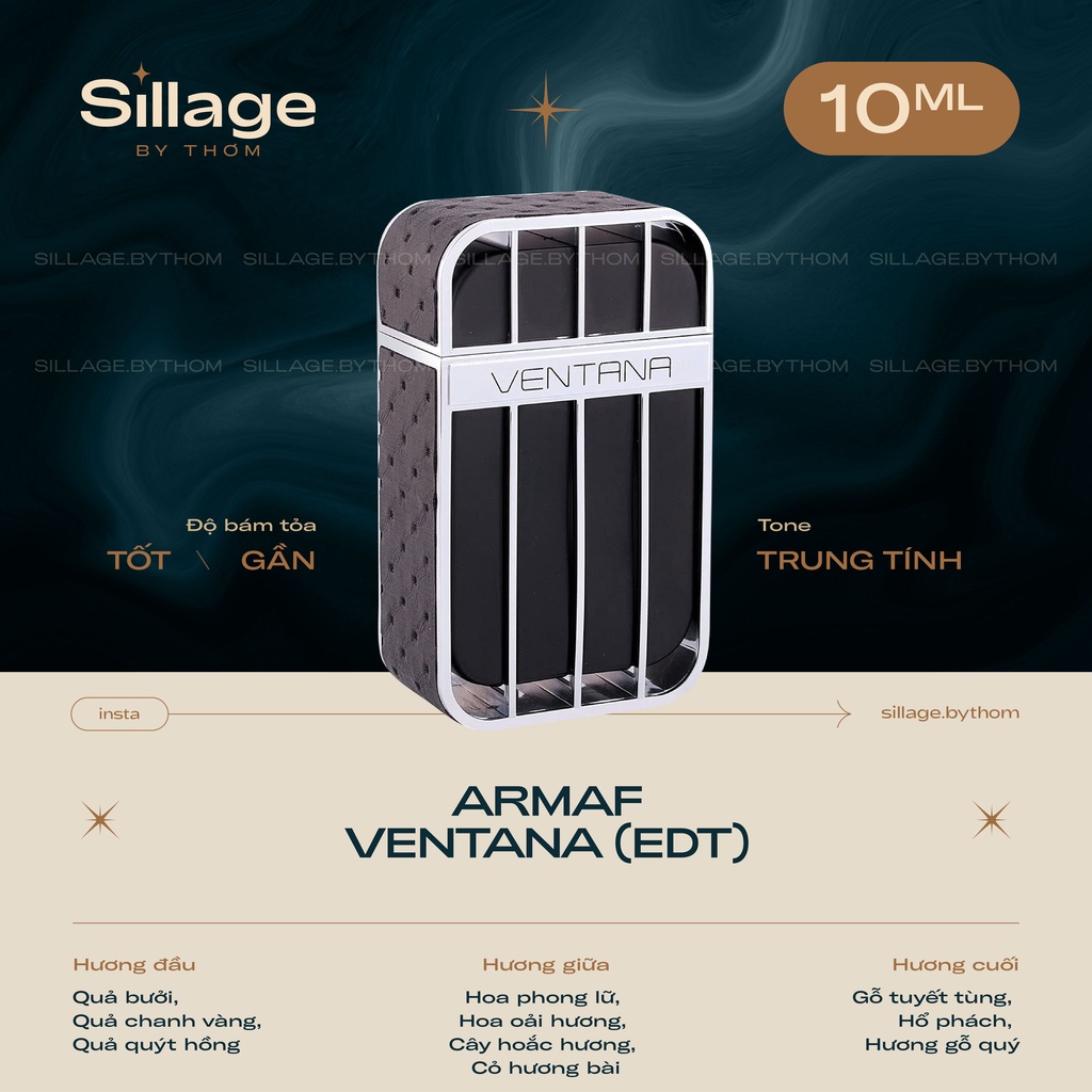 ARMAF VENTANA POUR HOMME EDP | Mẫu thử nước hoa nam