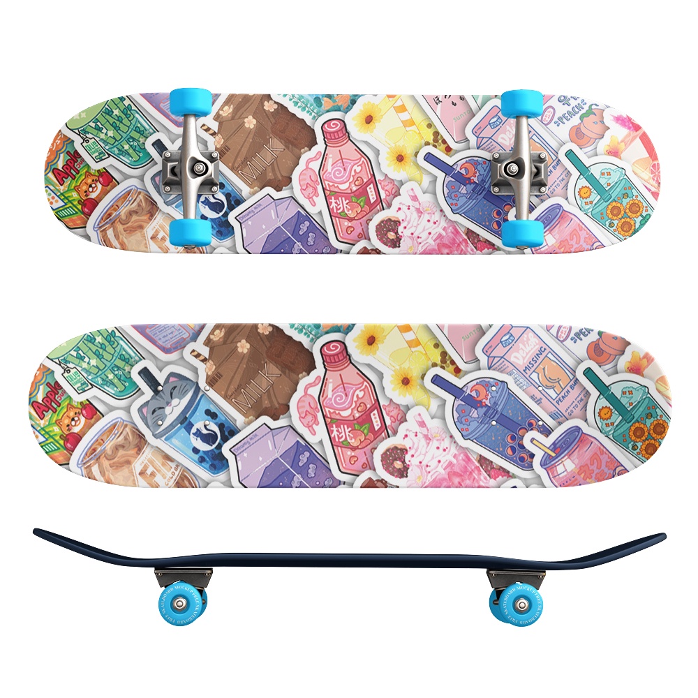 Set 50 cái Sticker Đồ Uống cute dán mũ bảo hiểm, hình dán các loại đồ uống chống nước, decal hình các loại nước uống