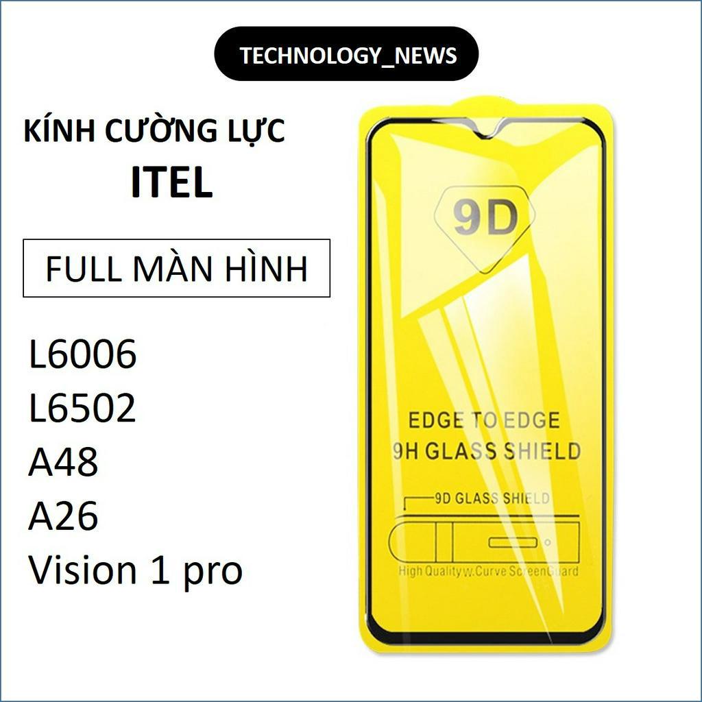 Kính cường lực FULL màn hình Itel L6006/ L6502/ A48/ A26/ Vision 1 pro tặng giấy lau màn hình