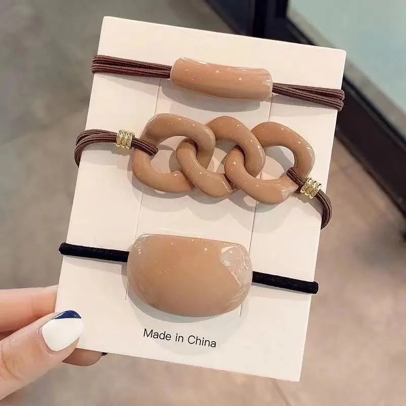 Set 3 Dây Cột Tóc Cao Su Co Giãn Thời Trang Cho Nữ