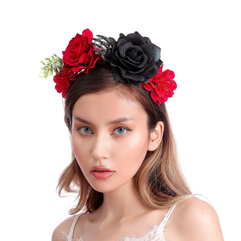 Băng Đô Hóa Trang Halloween Hình Đầu Lâu Hoa Hồng