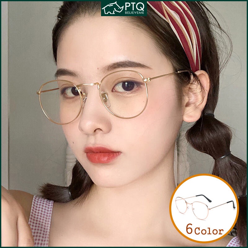 Mắt Kính Gọng Kim Loại Tròn Chống Bức Xạ / Ánh Sáng Xanh Thời Trang Cho Nữ