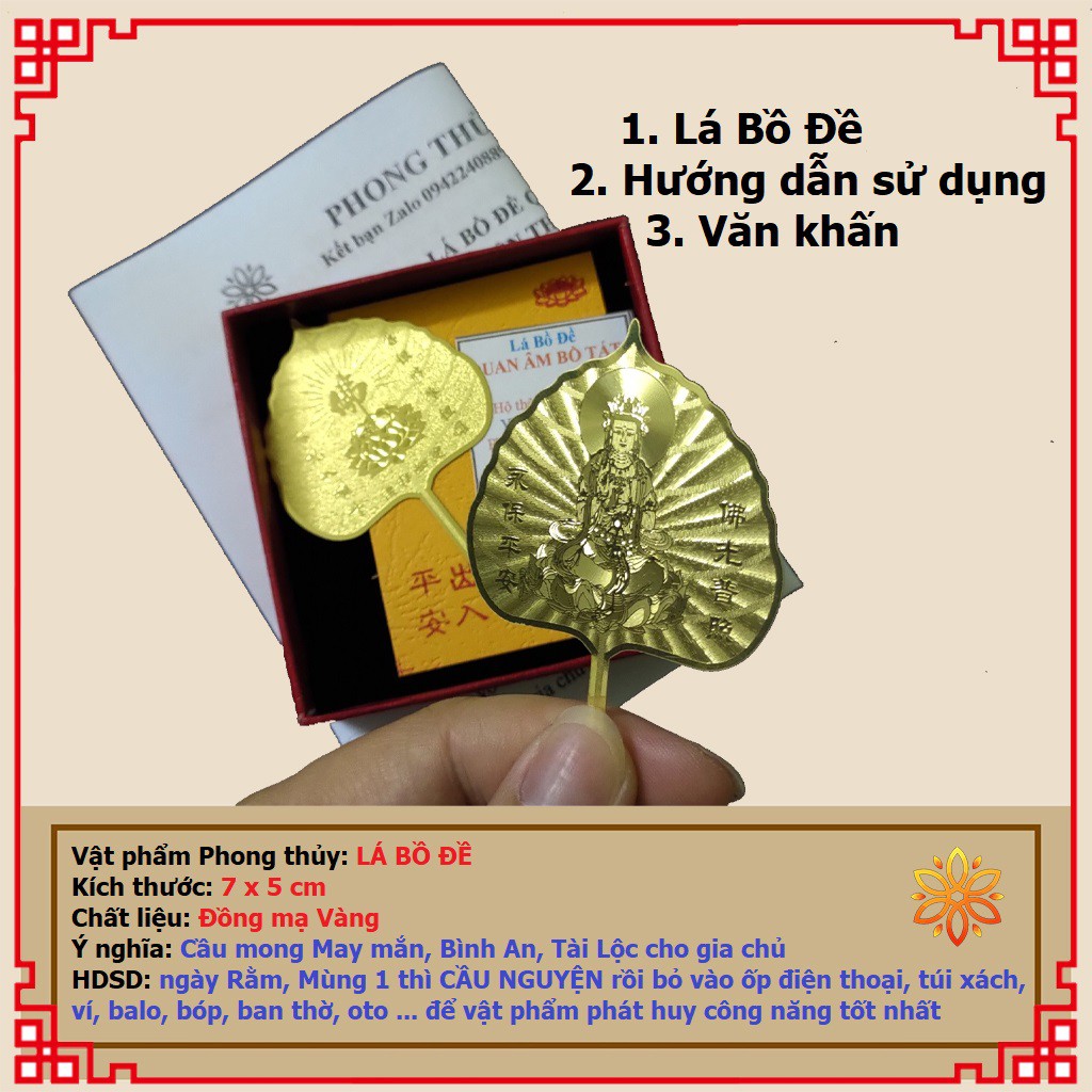 Lá Bồ Đề Quan Âm Bồ Tát vàng Cầu May Mắn, Bình An, Tài Lộc cho gia chủ - PHONG THỦY LIÊN HOA | BigBuy360 - bigbuy360.vn