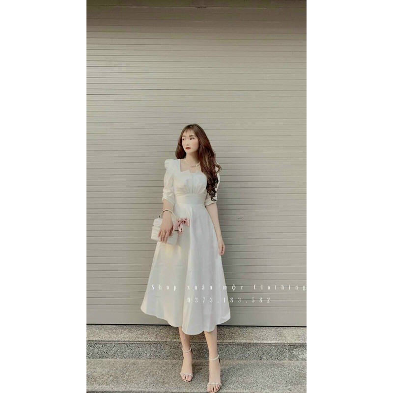 (Ảnh thật 2 màu) Đầm dáng xoè xếp ly tay lỡ có mút ngực giá rẻ | BigBuy360 - bigbuy360.vn