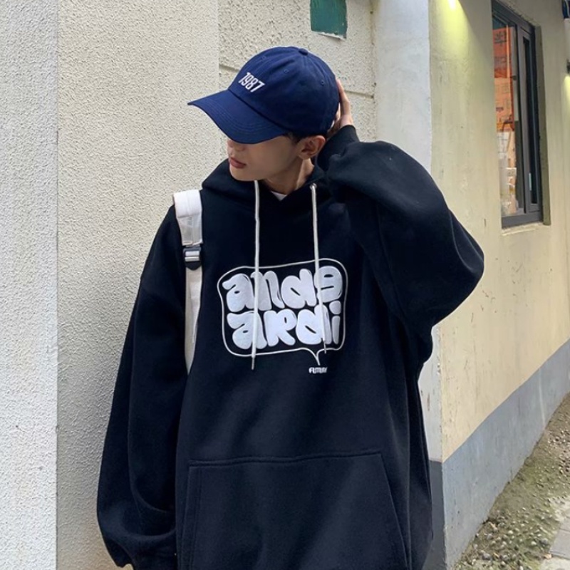 ✦ AFFLIGA ✦Áo hoodie dài tay in họa tiết thời trang Hàn Quốc dành cho nam