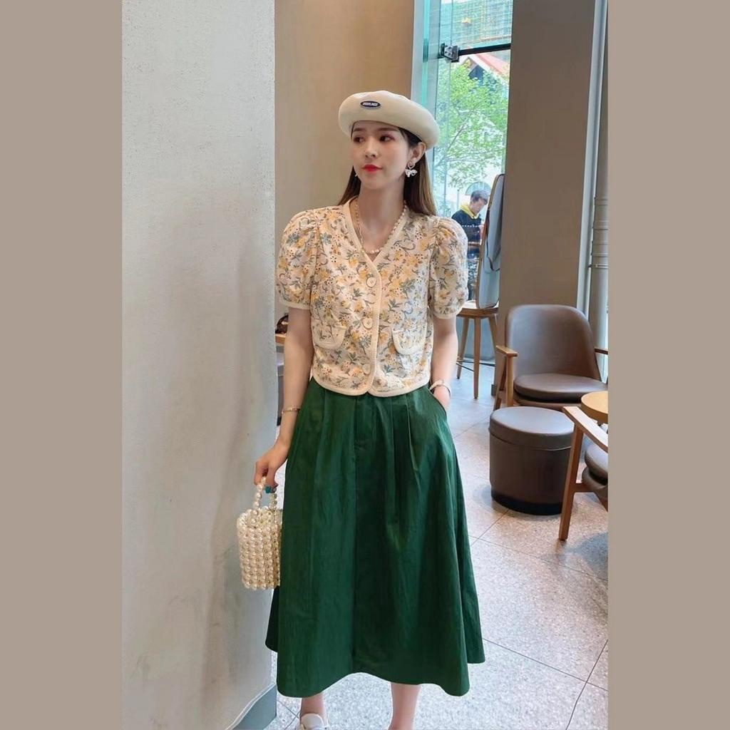 Suit Skirt Women's 2021 Summer New Style Foreign Style Korean Half Length Skirt Short Sleeve Shirt Two Dresses Fashion