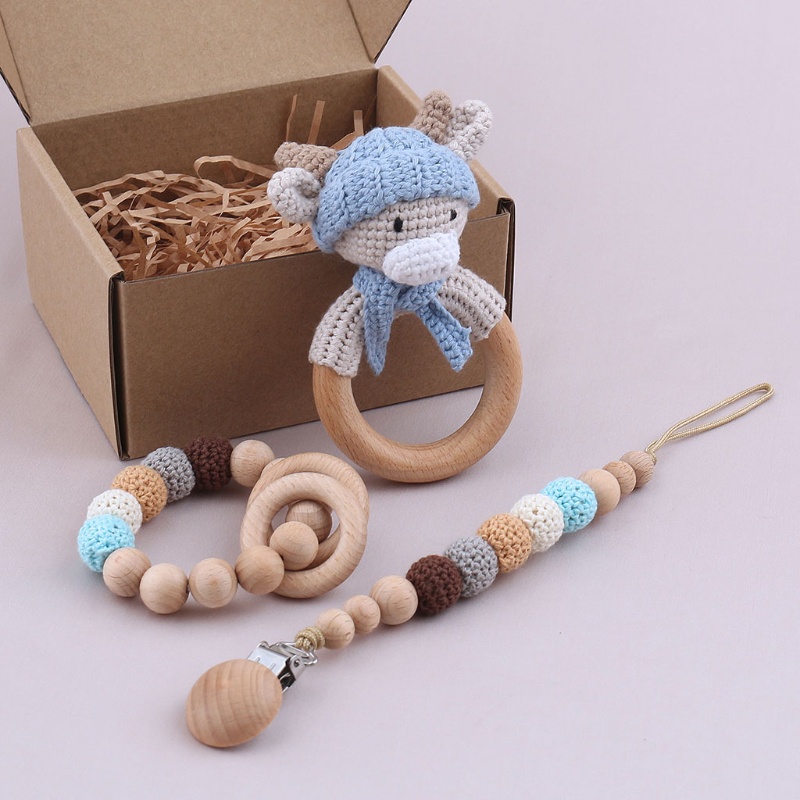 Vòng Lục Lạc Đồ Chơi Handmade Kèm Núm Vú Giả Bình Tĩnh Cho Bé Sơ Sinh