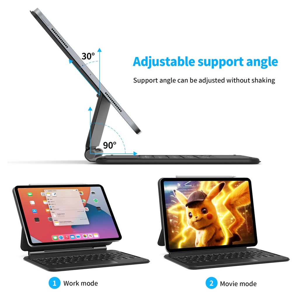 Wiwu Magic KeyBoard cho IPad Pro 12.9 , IPad Pro M1 , Ốp lưng nam châm  bàn phím kèm trackpad chính hãng WIWU