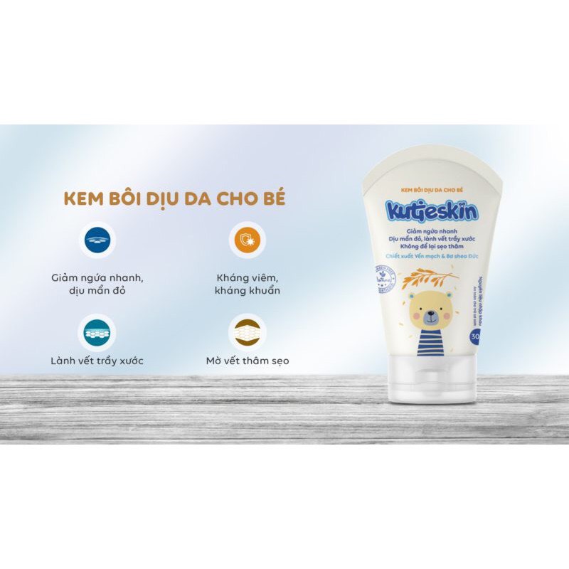 KUTIESKIN Kem bôi dịu da, mẩn ngứa 30gr giành cho da bé sơ sinh và trẻ nhỏ bị rôm sảy muỗi đốt côn trùng cắn