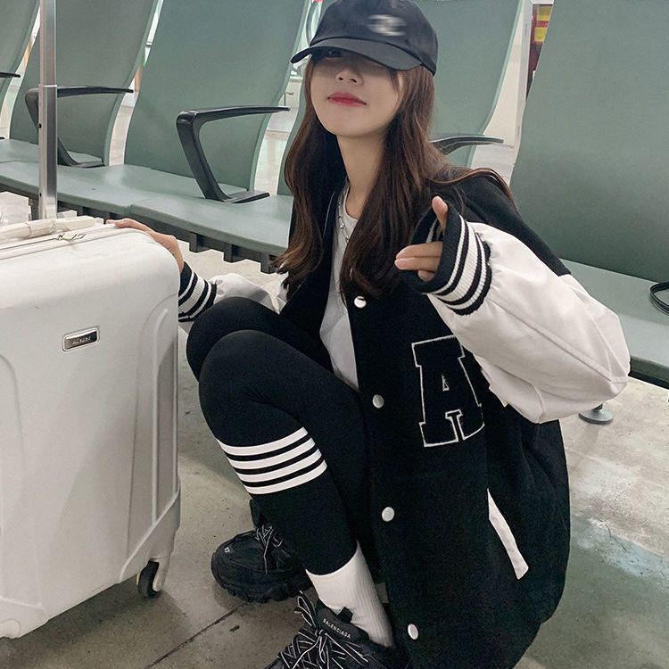 Áo bomber Varsity Jacket nỉ nam nữ khoác ngoài 2 lớp dày form rộng chữ A unisex bóng chày cao cấp chống nắng Hàn Quốc 2022
