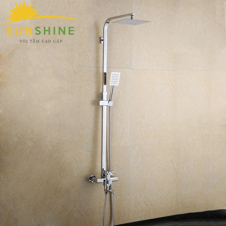 [FREESHIP] Bộ vòi sen tắm nóng lạnh cao cấp thân vuông inox SS301 Sunshine (Màu Bạc)