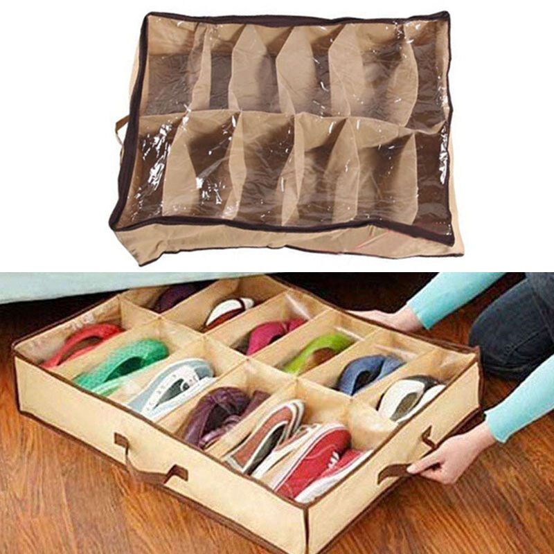 Giá Đựng Giày 12 Ngăn Để Dưới Gầm Giường Tiện Lợi