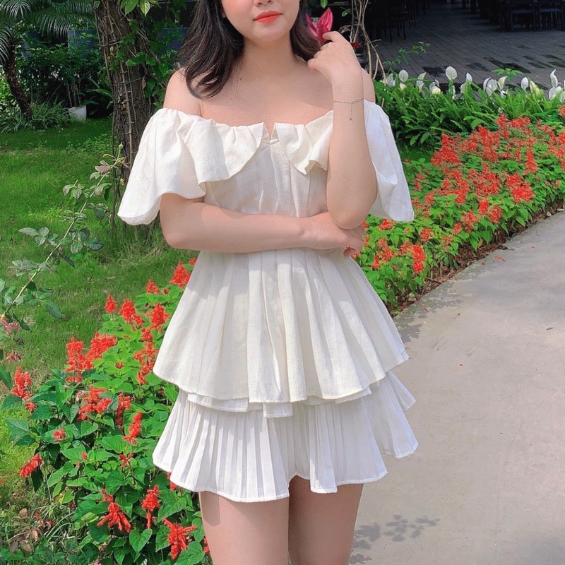 Áo trễ vai tay bồng  Ảnh chụp thật