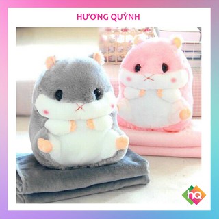 (HQ)Gối Gấu Bông Chuột Hamster, chăn gối văn phòng