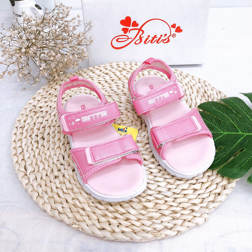 Sandal bé gái 23-29 Dép quai hậu bé gái họa tiết lá cách điệu, quai dán  DEG000300