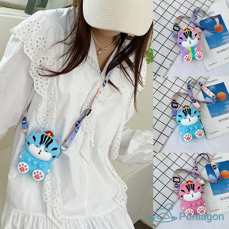 Túi Đeo Chéo Đựng Tiền Xu Bằng Silica Gel Họa Tiết Hoạt Hình Nhiều Màu Dễ Thương Cho Bé