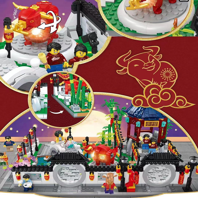 Lắp ráp mô hình tết khuôn viên lễ hội chào đón mùa xuân tân sửu 66006