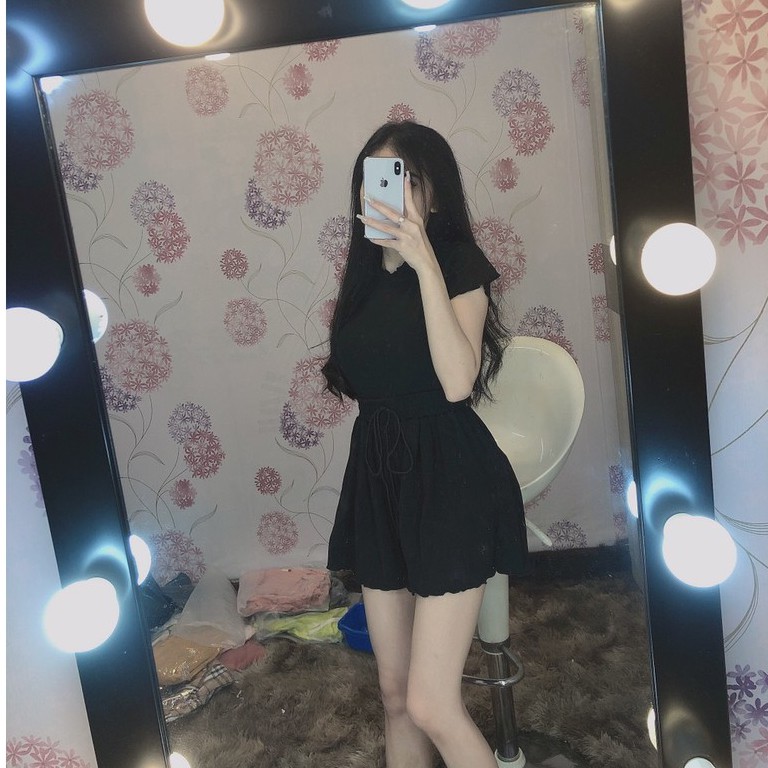 Bộ Ngủ Áo Croptop Quần Đùi Siêu Xinh LH57 | BigBuy360 - bigbuy360.vn