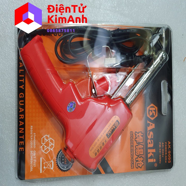 Mỏ hàn tự động đẩy thiếc Asa ki AK-9095 60W kèm thiếc