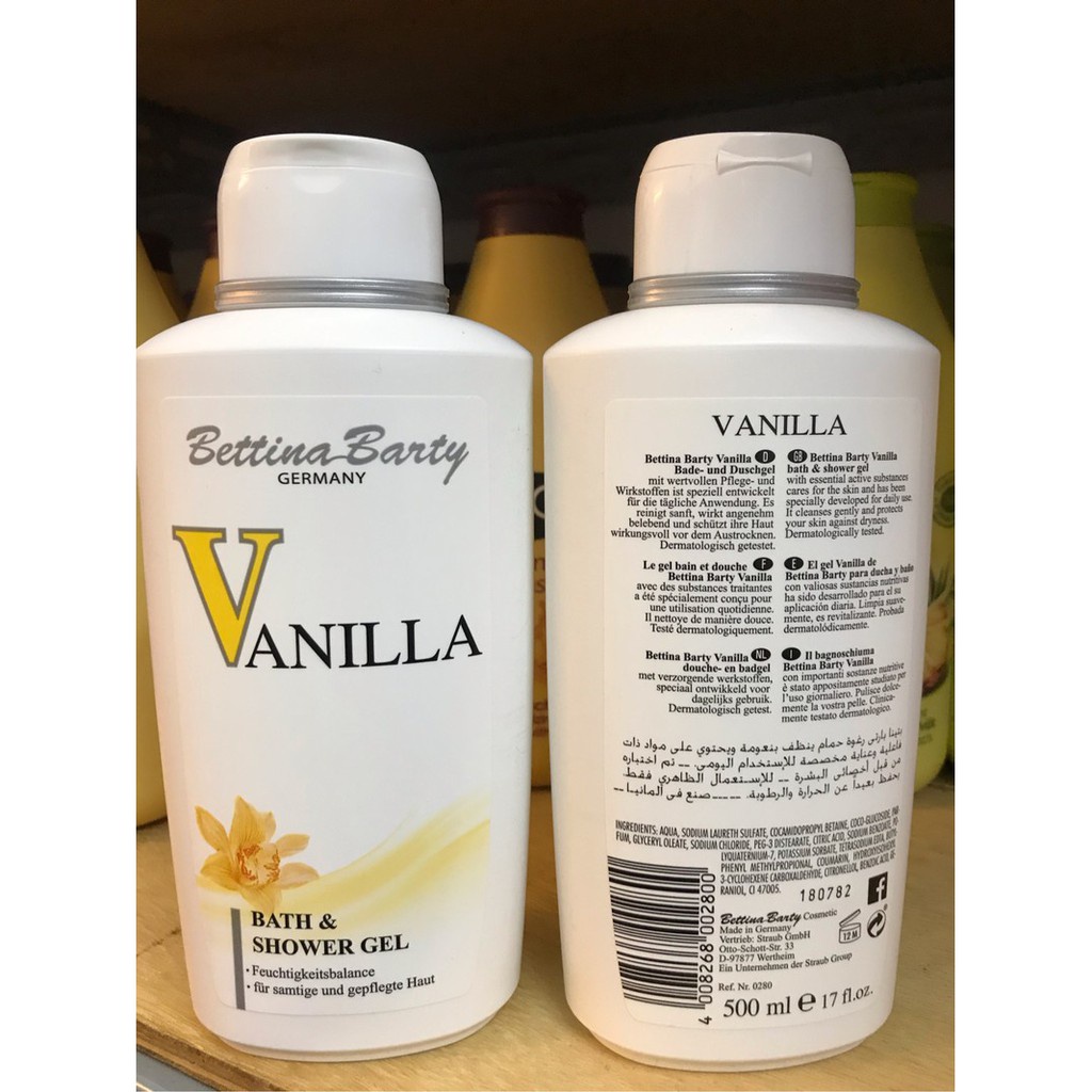 Sữa tắm và dưỡng thể nước hoa Bettina Vanilla 500ml
