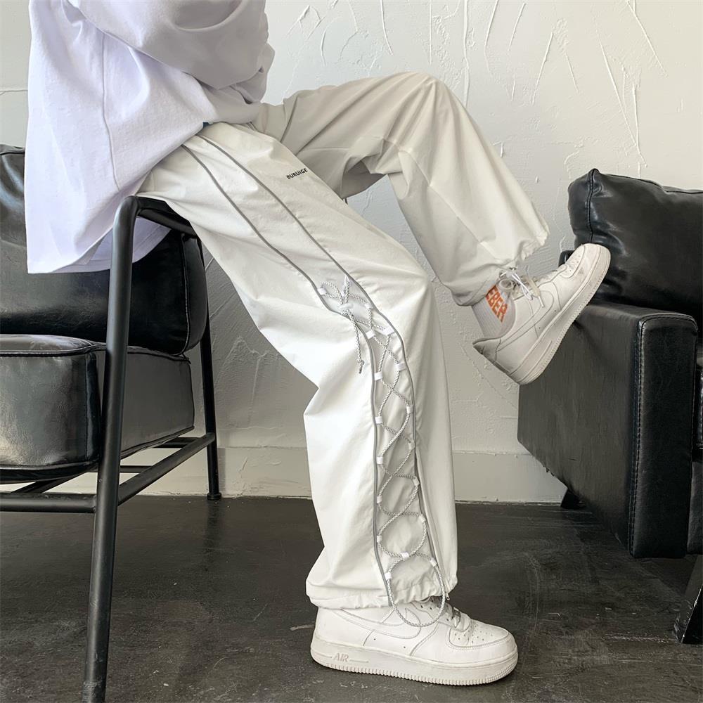 ❤New products❤Hong Kong style casual pants spring and summer 2021 new high street trend ins loose wild straight wide leg trousers for men and women
