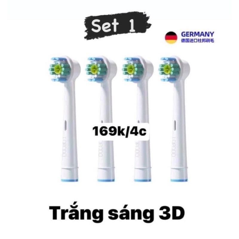 Set 4 đầu bàn chải phù hợp dòng máy Oral B tặng kèm tăm nha khoa