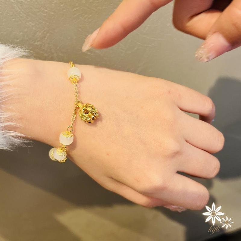 【Kifli】Vòng Tay Mặt Chuông Vàng Thiết Kế Đặc Biệt Phong Cách Truyền Thống Bạn Thân