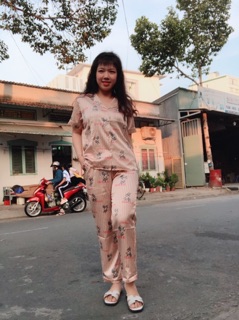Bộ lụa gấm quần dài tay cộc