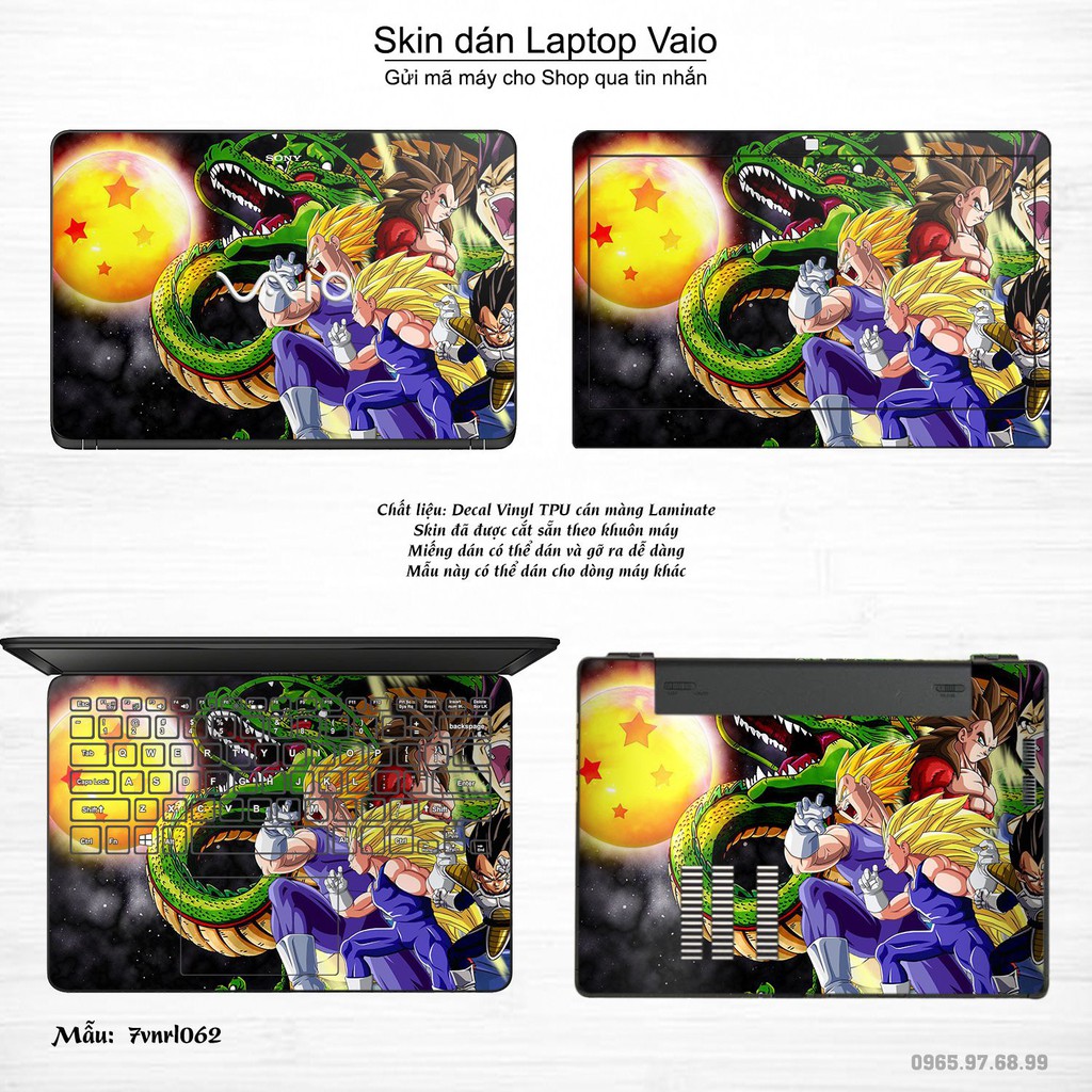 Skin dán Laptop Sony Vaio in hình Dragon Ball (inbox mã máy cho Shop)