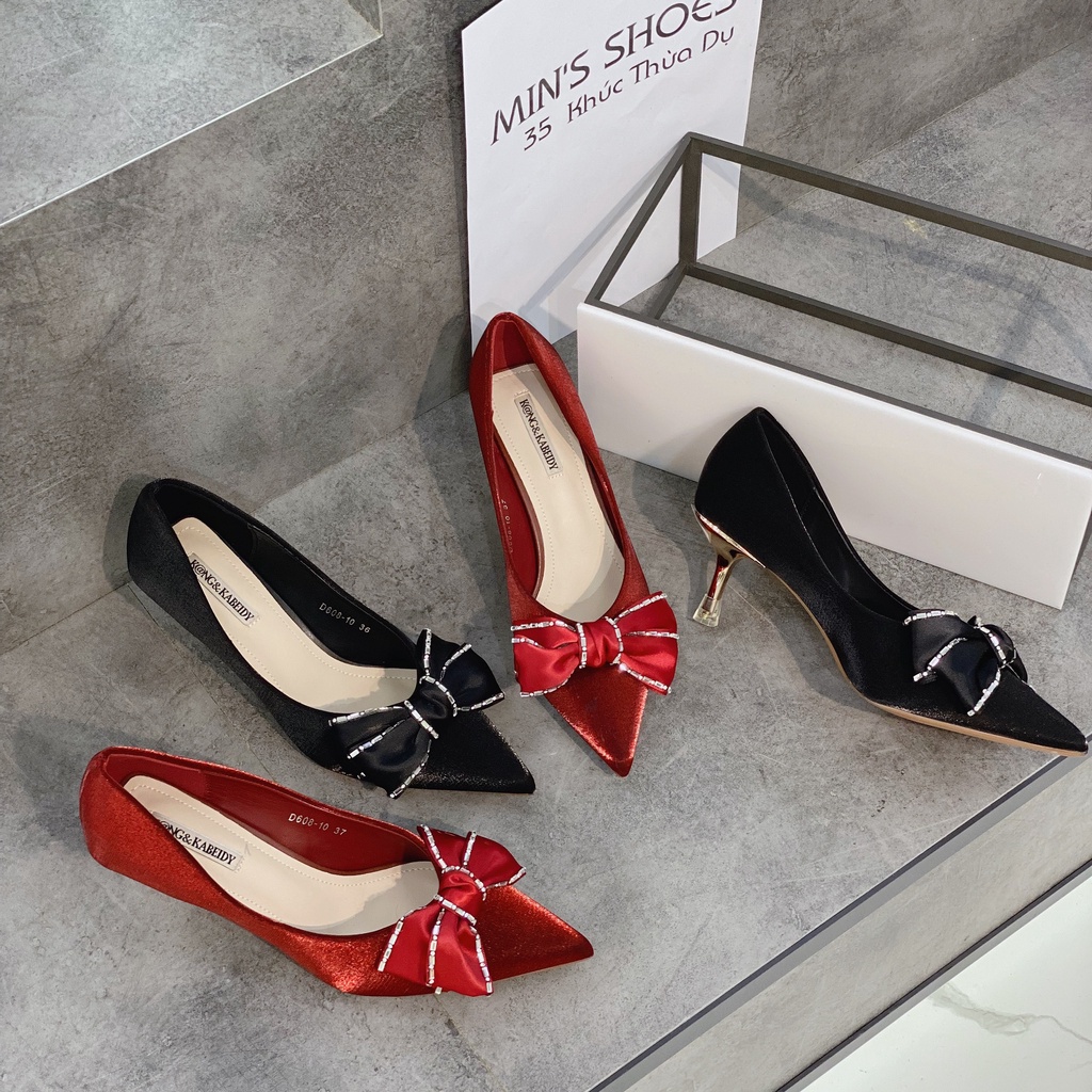 Min's Shoes - Giày Nơ Gót Nhọn Da Mềm Cao Cấp NC55