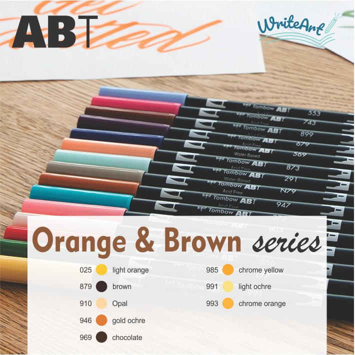 (Orange & Brown) Bút cọ 2 đầu Tombow AB-T - Tombow Dual Brush Pen AB-T