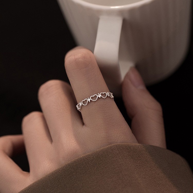 Nhẫn Đính Đá Zircon Hình Trái Tim Thời Trang Cho Nữ