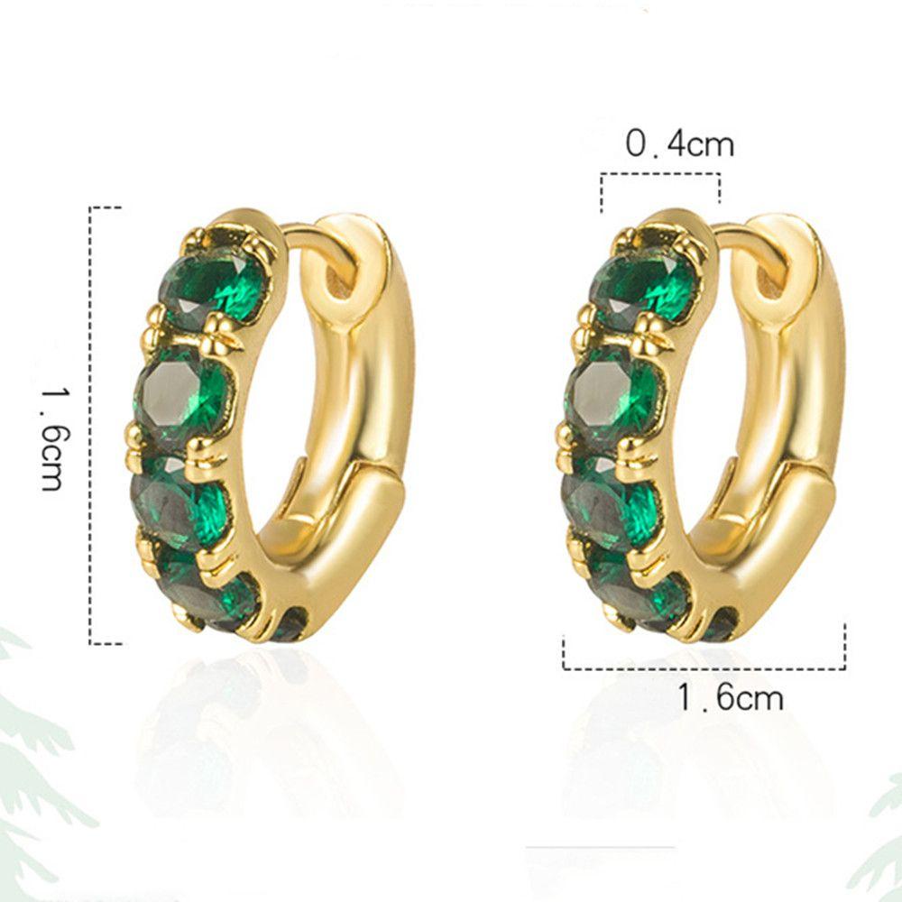 Khuyên Tai Nữ Tròn Đính Ngọc Lục Bảo Thanh Lịch