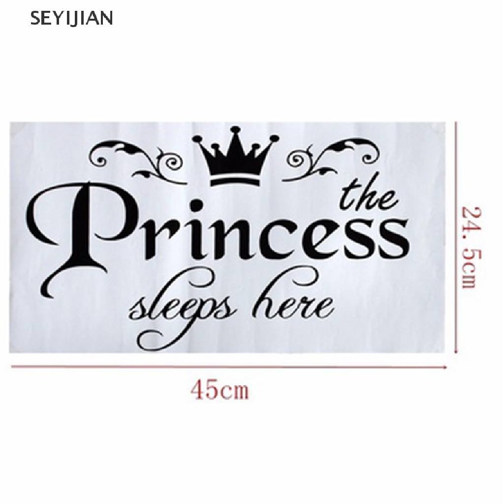 Miếng dán tường vinyl in chữ princess sleeps trang trí phòng ngủ DIY cho bé gái