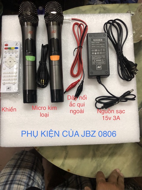  [Freeship toàn quốc từ 50k] Loa kéo mini JBZ JB-0806, loa karaoke 2.2 tấc kèm 2 mic