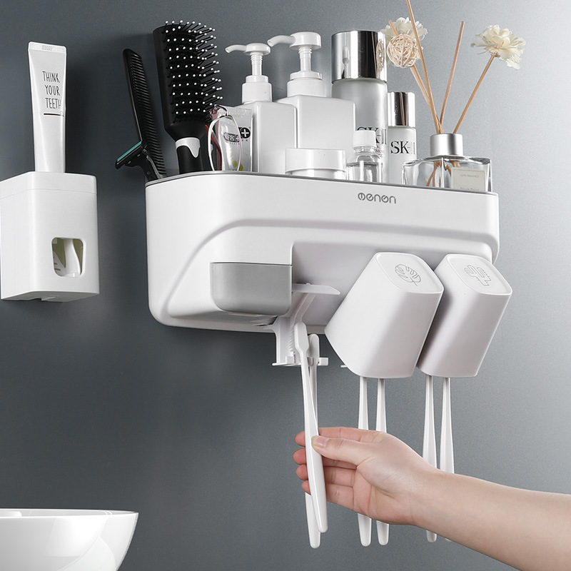 Giá Treo Bàn Chải Đánh Răng Cốc Nước Súc Miệng Hút Tường Miễn Đóng Đinh Hộp Đựng Bàn Chải Đánh Răng | BigBuy360 - bigbuy360.vn