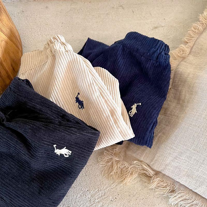 Quần Dài Vải Nhung Kẻ Thêu Hình Tròn Thời Trang Xuân Thu 2022 Mới Cho Bé Trai Và Gái