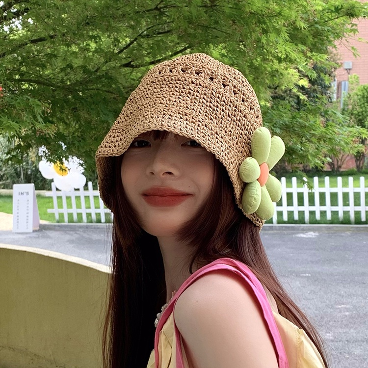 Nón Cói Vành Rộng Đính Hoa Dễ Thương Chống Nắng Thời Trang Mùa Hè Cho Nữ