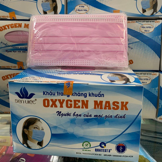 Khẩu Trang OxyGen Mask Sen Việt 4 Lớp Than Hoạt Tính | Hộp 50 Cái.