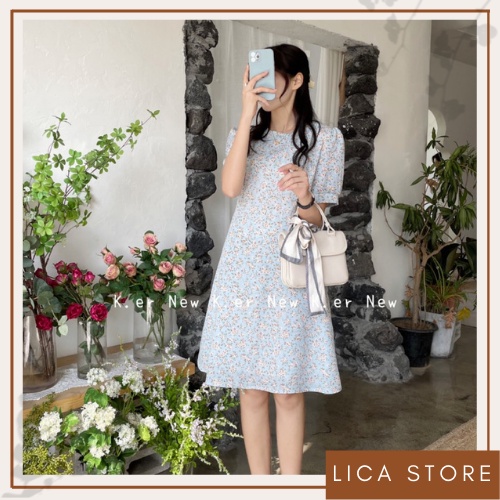Váy đầm hoa nhí vintage dáng dài chữ A chất voan mềm mịn dày dặn đẹp phong cách Hàn Quốc hottrend LICA - V20