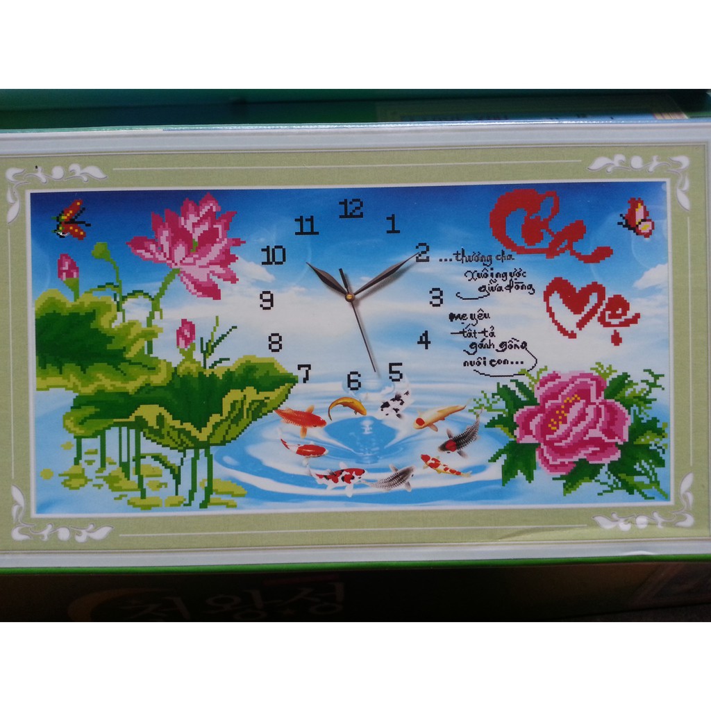 Tranh đính đá đồng hồ cha mẹ H776