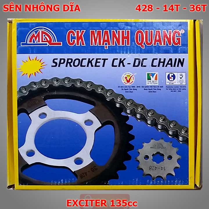 Sên nhông dĩa xe máy EXCITER 135cc hàng chính hãng MẠNH QUANG