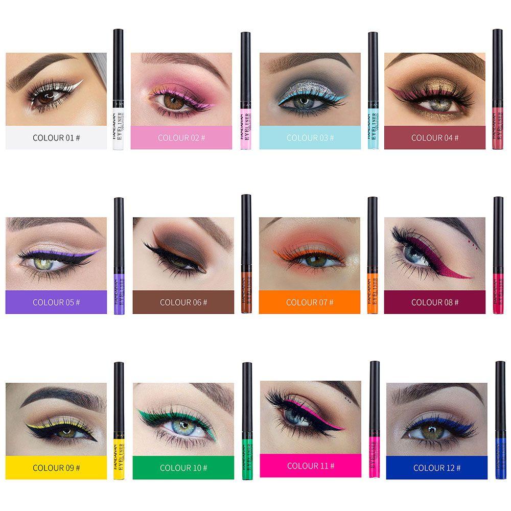 LAY Bút Kẻ Mắt Dạng Lỏng 12 Màu Tùy Chọn Chống Nước Lâu Trôi Tiện Dụng Mờ