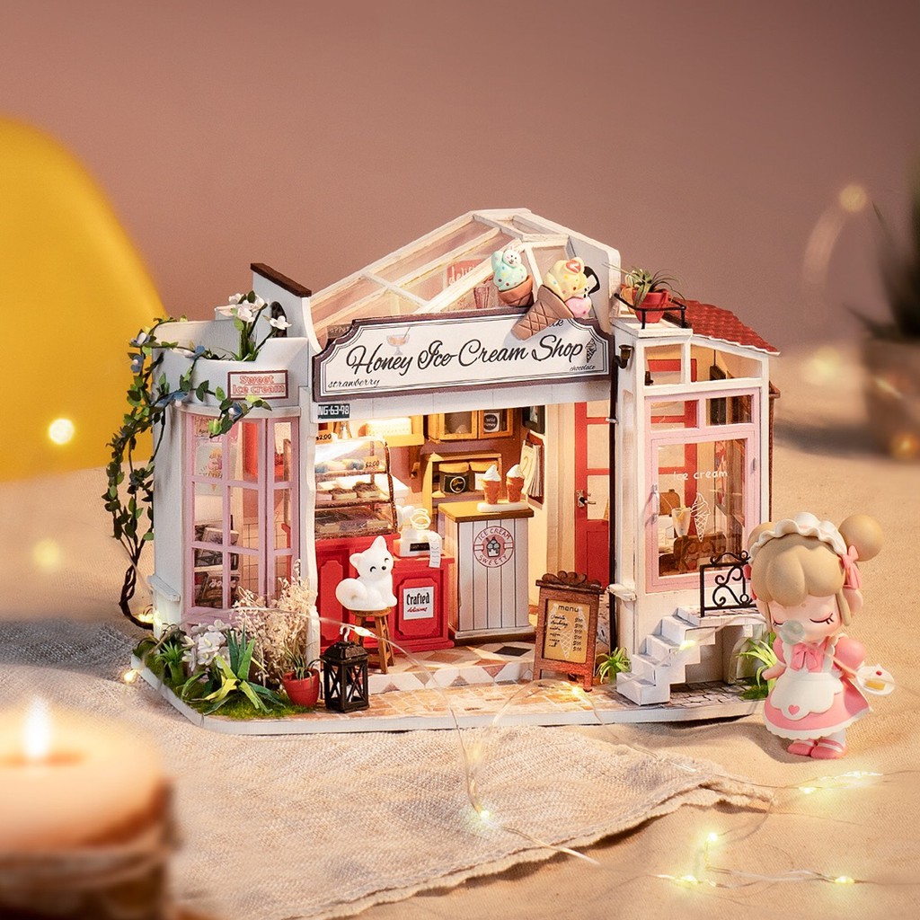 Mô hình gỗ 3D Lắp ráp Nhà DIY Doll House Robotime Honey Ice-cream Shop DG148